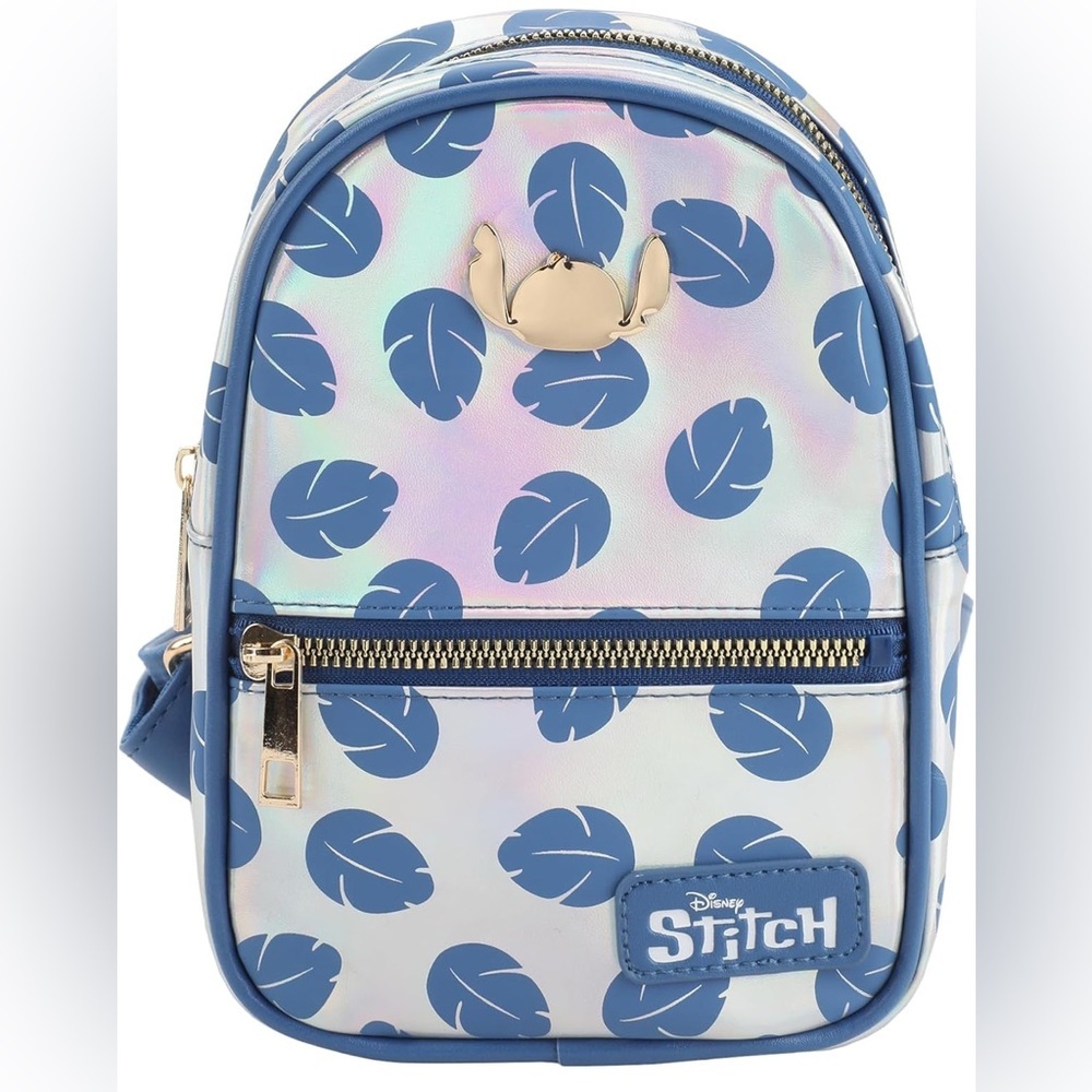 Lilo & Stitch Bioworld Leaves All Over Print Shiny Mini Sling Backpack NWT - Picture 1 of 7